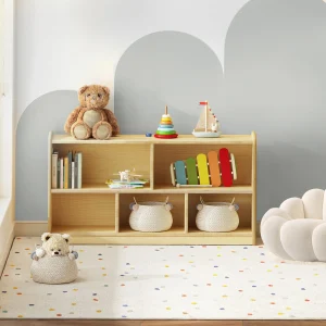 2-Tier Wooden Montessori Toy Organizer & Bookshelf