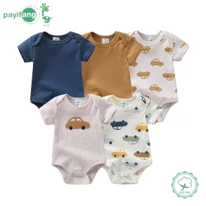5-Pack Cotton Baby Boy Short-Sleeve Rompers