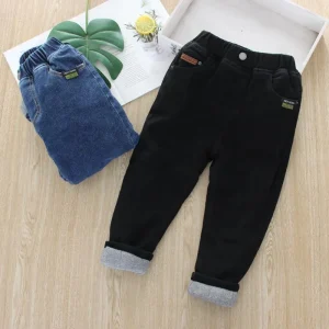 Kids' Fleece-Lined Warm Denim Jeans for Boys