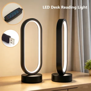 Dimmable LED Ring Nightstand Lamp with 3 Color Modes