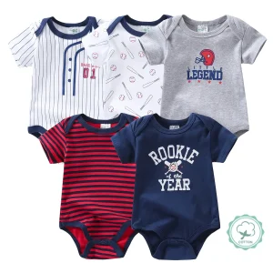 Concise & Direct: 5-Pack Baby Boy Short Sleeve Bodysuits (0–9 Months)