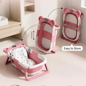 Portable Foldable Baby Bathtub with Soft Cushion Pad