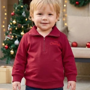 Toddler Boys Embroidery Lapel Christmas Sweatshirt