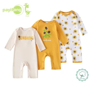3-Pack 100% Cotton Long-Sleeve Infant Jumpsuits (0-18 Months)