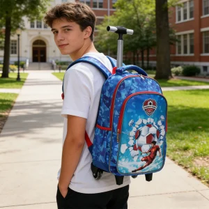 Boys Wheeled Backpack Set with Lunch Box & Pencil Case
