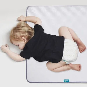 Washable Crib Mattress Protector with Non-Slip & Sturdy Design, 27 x 38, White