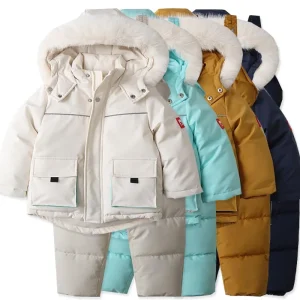 Kids' Warm Winter Ski Jacket and Overalls Set