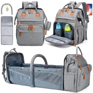 Multi-Function Baby Changing Backpack with Foldable Travel Cot & Changing Mat