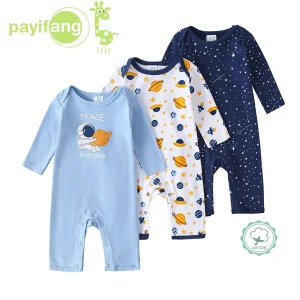 3-Pack 100% Cotton Long-Sleeve Infant Jumpsuits (0-18 Months)