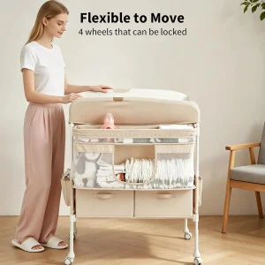 Portable Foldable Baby Changing Table with Wheels